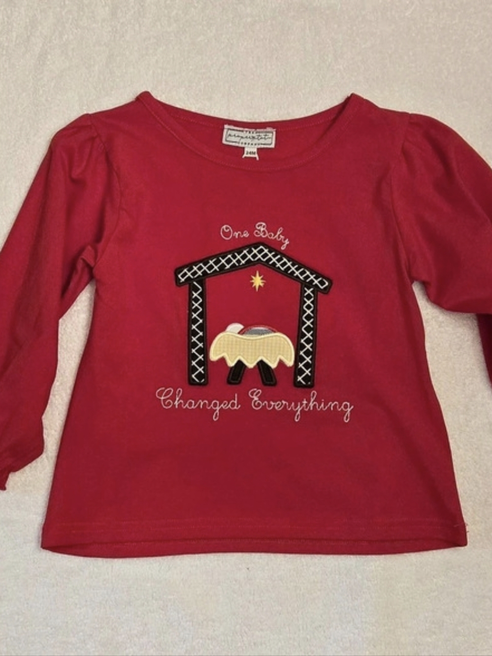 The Proper Tot Kids Long Sleeve Graphic Top in Red Size 24 Months